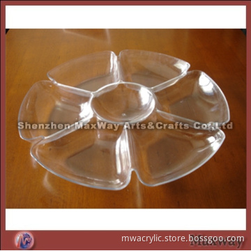 Crystal Clear Plastic Round Tray with Compartments